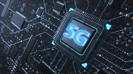 三维制作的科技电路板芯片和5G立体字