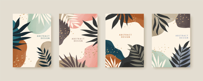 复古热带叶子背景模版