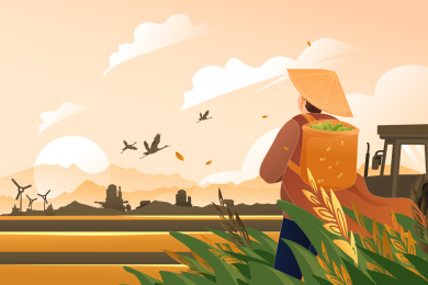 秋季农业风景矢量插画