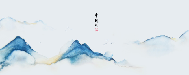 中国风抽象大理石肌理风景画