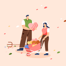 传递爱心的情侣矢量插画