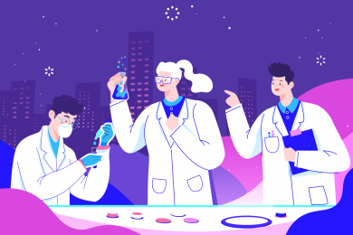 科学研究医护团队矢量插画