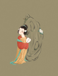 仕女图-拿着扇子的仕女
