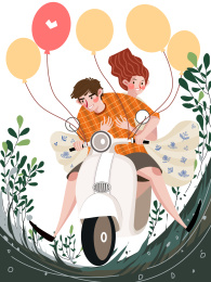 骑摩托车的情侣