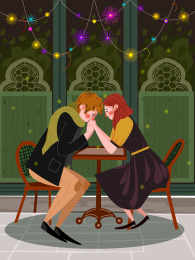 相约咖啡馆的情侣