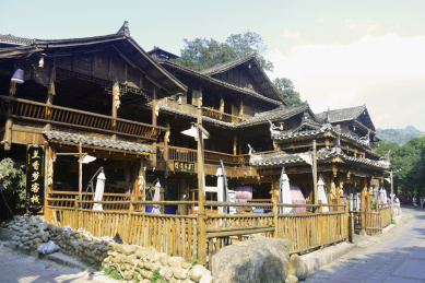 贵州西江千户苗寨 苗家木楼庭院