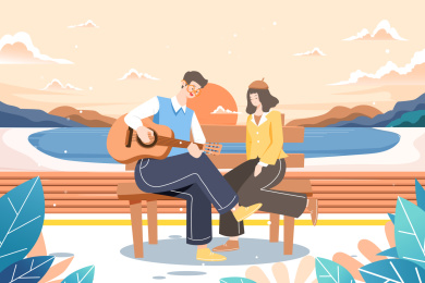 情侣约会矢量插画