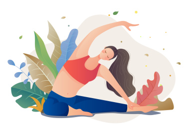 女性瑜伽健身人物插画