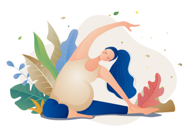 孕妇瑜伽健身人物插画