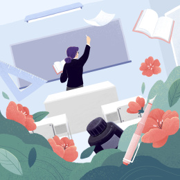 教师节老师教室插画