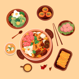 秋季时令食物矢量插画