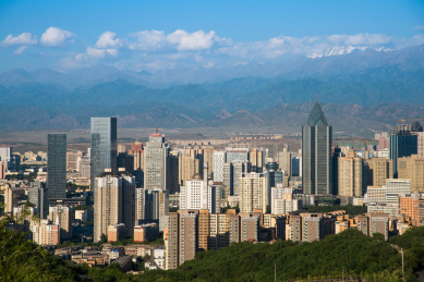 航拍中国新疆乌鲁木齐市城市风光