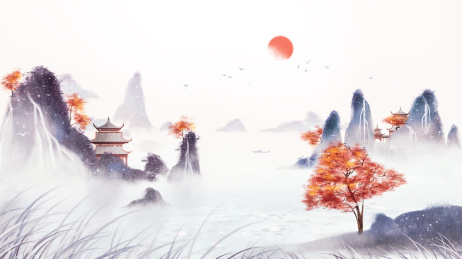 意境水墨山水画