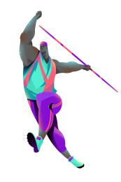 黑人男运动员投掷标枪的插画