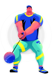 男运动员投掷链球的插画