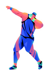  男运动员投掷铅球的插画