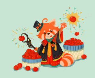 变苹果的小浣熊魔法师