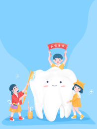 儿童正在给一颗大白牙做清洁