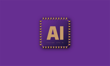 脑机接口及芯片 人工智能矢量素材