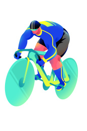 男青年骑自行车比赛竞速的插画