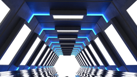 3D渲染未来感延伸通道背景