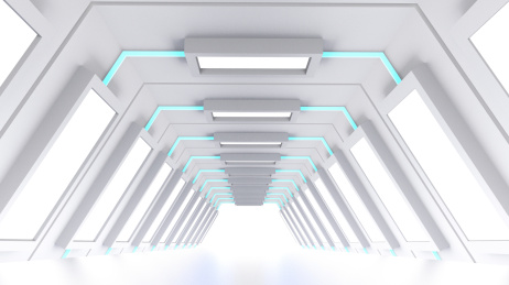 3D渲染未来感延伸通道背景
