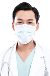 白色背景前的医护人员