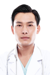 白色背景前的医护人员