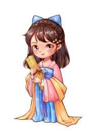 抱竹简的Q版女孩