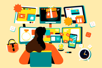 电视购物抽奖矢量插画