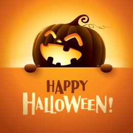 万圣节快乐。可爱的南瓜杰克手持展板。