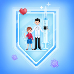 医生给孩子打疫苗预防病毒