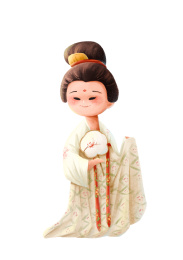 拿扇子的国风仕女图