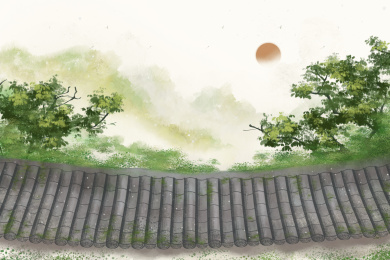 春天老房子意境节气插画