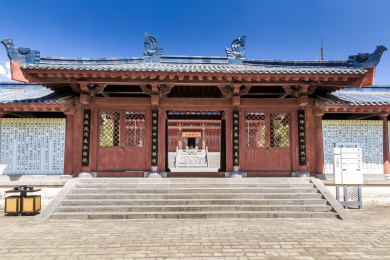 中国河南省灵宝市函谷关大道院秦汉风格传统建筑