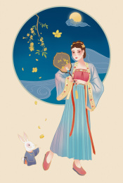 中秋节仕女图