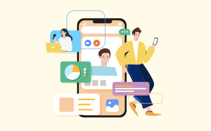 团队商务在线视频会议插画