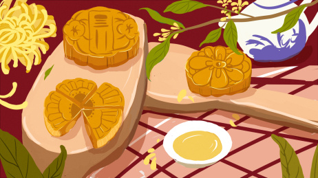 中秋节月饼插画