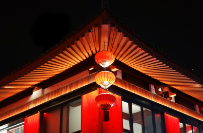 中国西安大唐不夜城夜景红灯笼