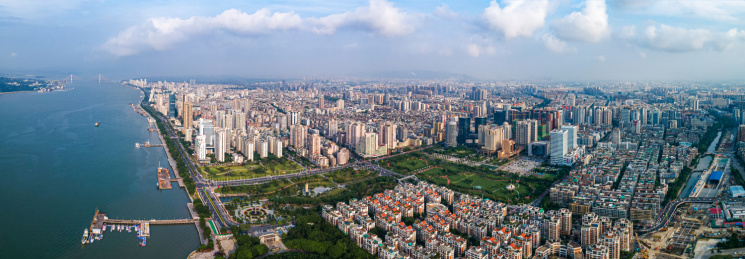 中国广东汕头市城市风光天际线全景