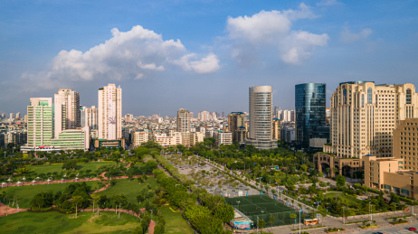 中国广东汕头市时代广场和周边建筑群