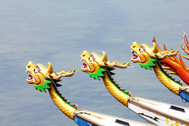 端午节水池里的龙舟