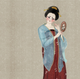 拿着扇子的古代侍女