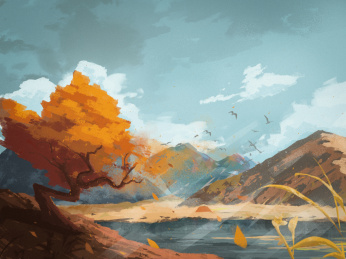 秋分节气阳光洒落在清晨大地