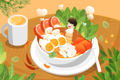 儿童和美食矢量插画