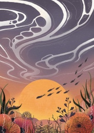 中国传统节日中秋节水中月亮