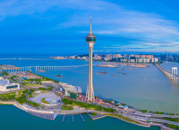 中国澳门特别行政区海滨风光航拍