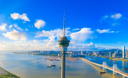 中国澳门特别行政区海滨风光航拍