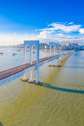 中国澳门西湾大桥航拍风光