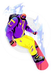 冬奥会运动员单板滑雪的插画